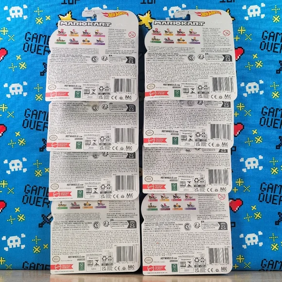 Hot Wheels Mario Kart Complete Set Wario Luigi Lakitu Yoshi Toad Shy Guy & Peach - Picture 2 of 7